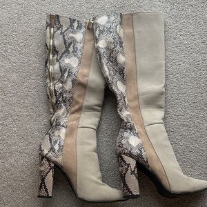 JustFab heeled boots, Taupe